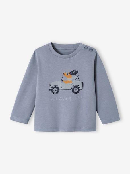 T-shirt fantaisie bébé garçon bleu grisé+écru+gris chiné+vanille - vertbaudet enfant 