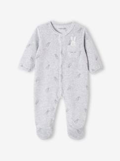 Baby-Pyjama,  overpyjama-Fluwelen babyslaappakje konijnen opening voorkant