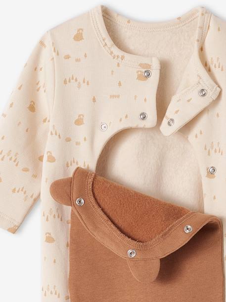 Pyjama bébé mixte en molleton ouverture pont pressionnée écru - vertbaudet enfant 
