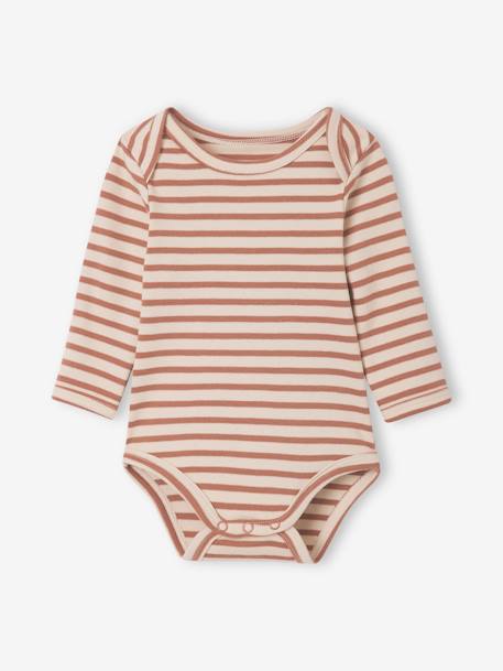 Lot de 5 bodies manches longues bébé emmanchure US cappuccino - vertbaudet enfant 