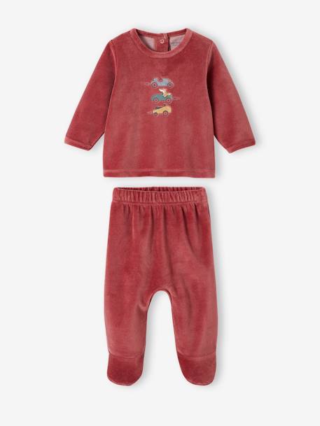 Lot de 2 pyjamas 'bolides' bébé en velours terracotta - vertbaudet enfant 