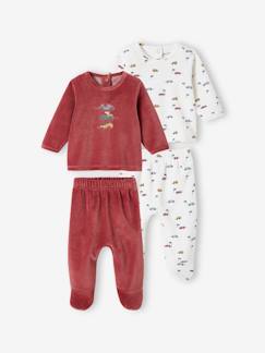 Baby-Pyjama,  overpyjama-Set van 2 fluwelen 'bolide' babypyjama's