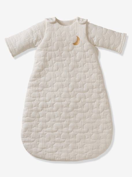 Gigoteuse hiver quiltée manches amovibles en gaze de coton bio* NUITS DE RÊVE caramel+écru+marine - vertbaudet enfant 