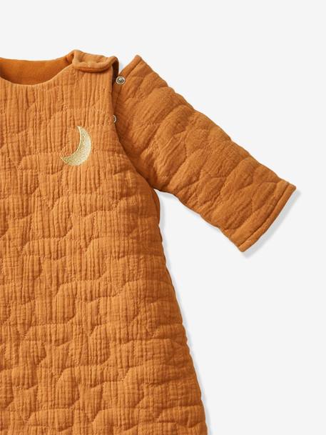 Gewatteerde slaapzak met afritsbare mouwen NUITS DE RÊVE van biologisch katoengaas*. ecru+karamel+marineblauw - vertbaudet enfant 