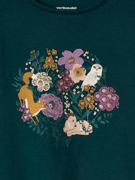 T-shirt fille motifs fantaisie détails brillants bleu pétrole+rose poudré - vertbaudet enfant 