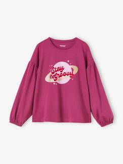 -Tee-shirt détails brillants et message velours fille