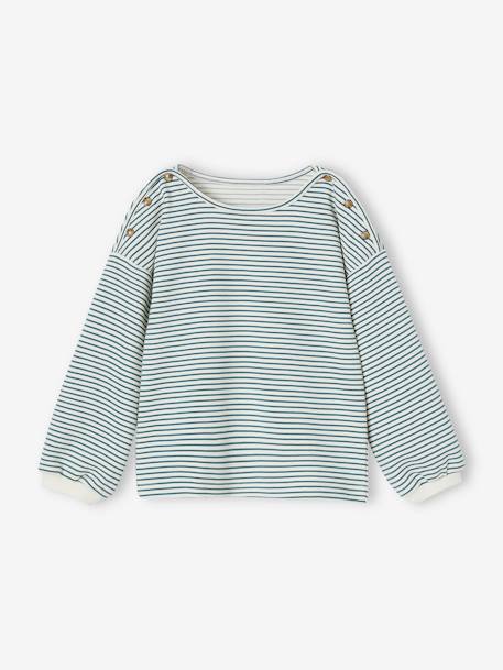 T-shirt marinière encolure bateau fille blanc rayé+rayé vert - vertbaudet enfant 