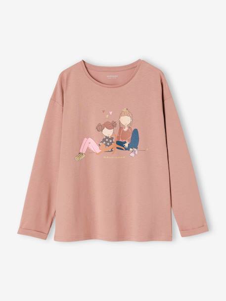 Tee-shirt 'Egérie' détails fantaisie fille manches longues vieux rose - vertbaudet enfant 