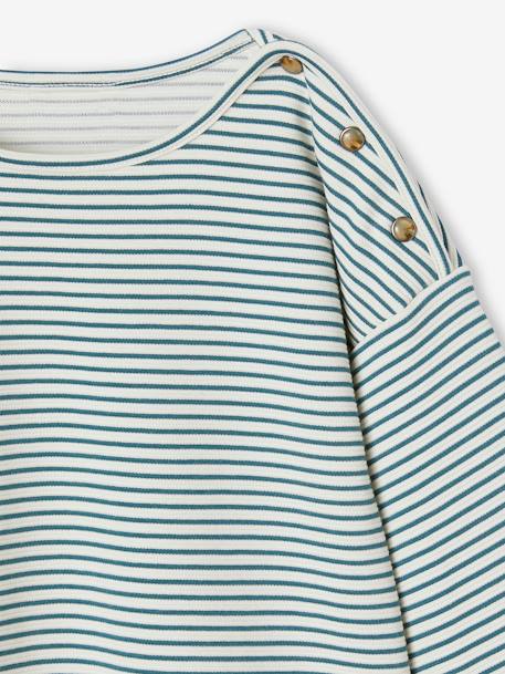 T-shirt marinière encolure bateau fille blanc rayé+rayé vert - vertbaudet enfant 