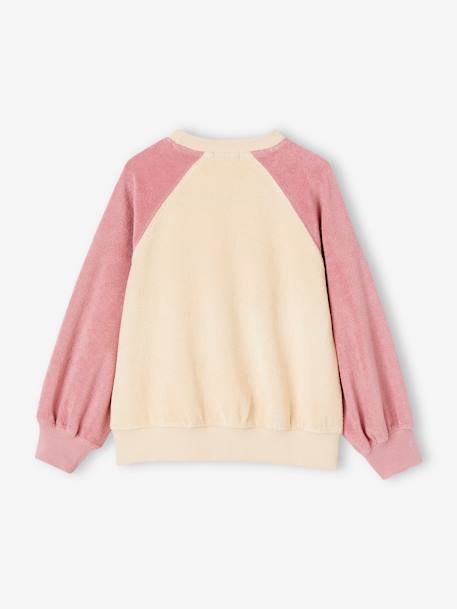 Sweat raglan en éponge motifs fleurs pop fille écru - vertbaudet enfant 