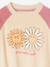 Sweat raglan en éponge motifs fleurs pop fille écru - vertbaudet enfant 