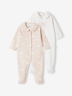 Baby-Pyjama,  overpyjama-Set van 2 slaappakjes "dieren" babymeisje van biokatoen