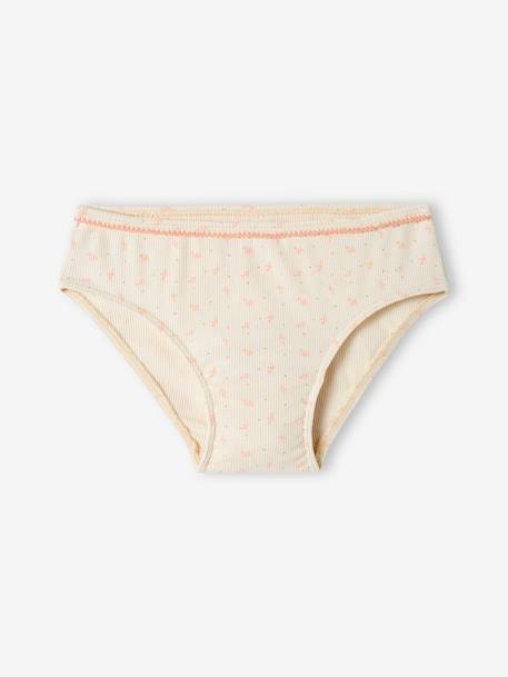 Lot de 5 culottes fantaisie fille en maille côtelée rose nude - vertbaudet enfant 