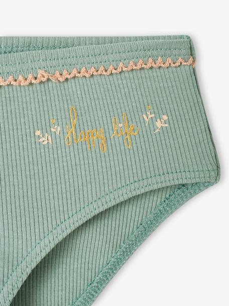 Lot de 5 culottes fantaisie fille en maille côtelée rose nude - vertbaudet enfant 