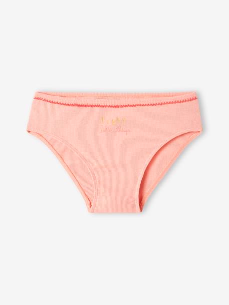 Lot de 5 culottes fantaisie fille en maille côtelée rose nude - vertbaudet enfant 