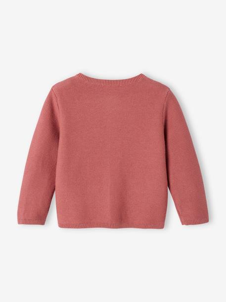 Cardigan broderie dorée coeur bébé ivoire+ocre+vieux rose - vertbaudet enfant 