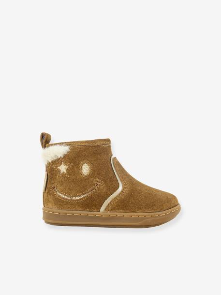 Boots bébé Bouba Joy Velours Glitter SHOO POM® camel - vertbaudet enfant 