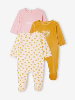 Baby-Pyjama,  overpyjama-Set van 3 fluwelen slaappakjes BASICS