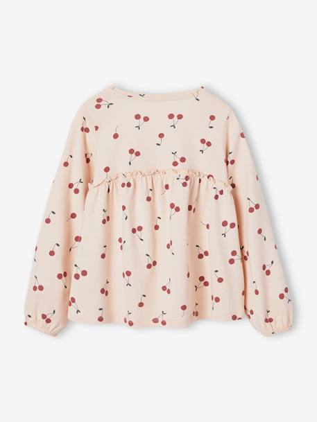 T-shirt blouse fille imprimé manches longues rose poudré+vert de gris - vertbaudet enfant 