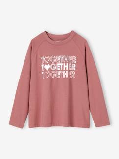 Meisje-Sportief Together meisjes-T-shirt met lange raglanmouwen en een glanzend patroon