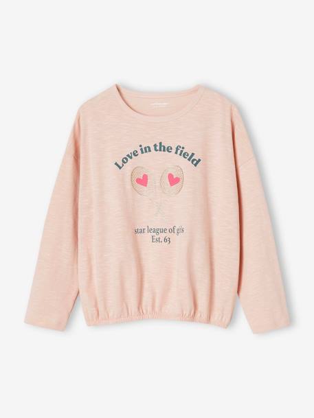 T-shirt sport élastiqué fille manches longues rose poudré - vertbaudet enfant 