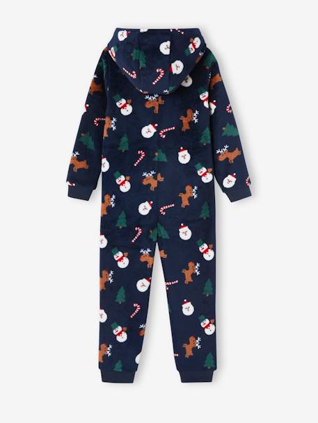 Onesie pyjama kerst jongens marineblauw - vertbaudet enfant 