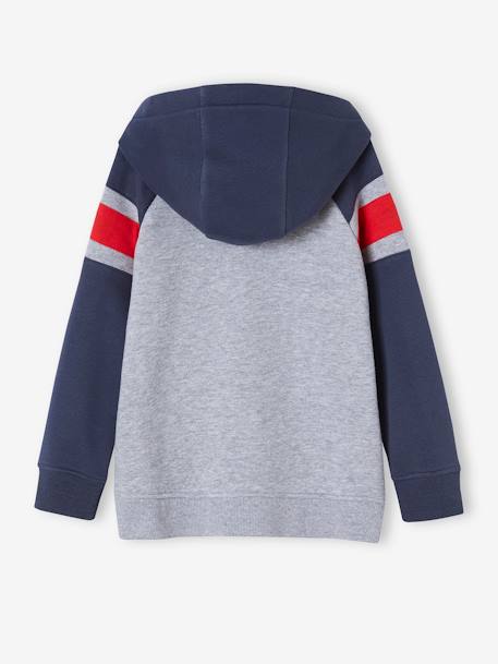 Sweat à capuche motif graphique manches raglan garçon bleu nuit+vert anglais - vertbaudet enfant 