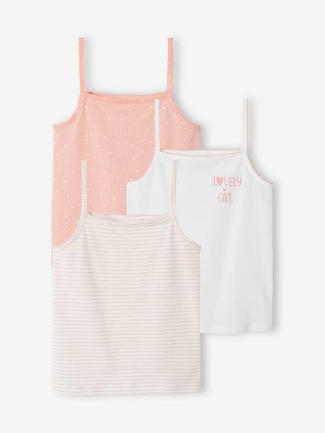 Set van 3 mooie onderhemden voor meisjes BASICS ecru - vertbaudet enfant 