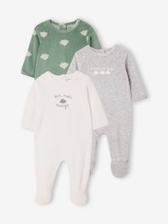 Baby-Pyjama,  overpyjama-Set van 3 fluwelen slaappakjes BASICS
