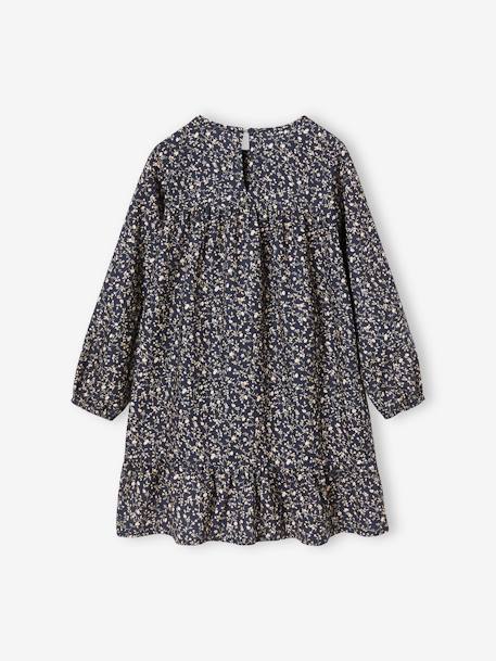 Robe à smocks motifs fleurs fille encre+marine+vanille - vertbaudet enfant 