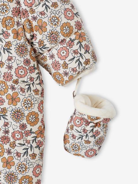 Combipilote bébé fille fleurie doublée polaire BEIGE CLAIR IMPRIME - vertbaudet enfant 