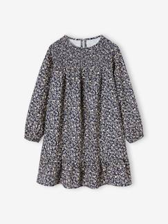 -Robe à smocks motifs fleurs fille