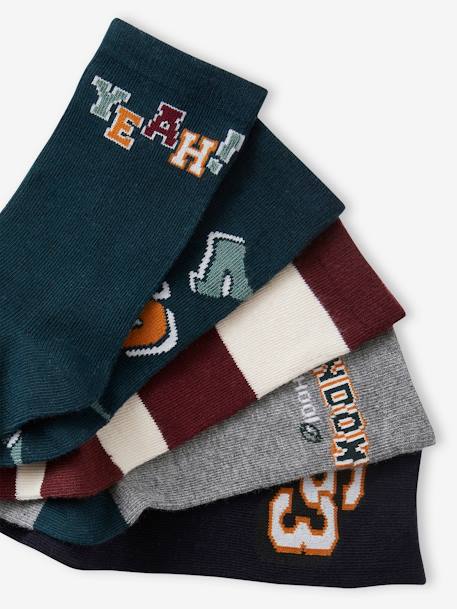 Lot de 5 paires de chaussettes garçon vert sapin - vertbaudet enfant 