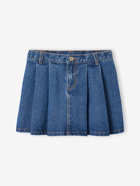Jupe fille en jean plissée denim gris+stone - vertbaudet enfant 