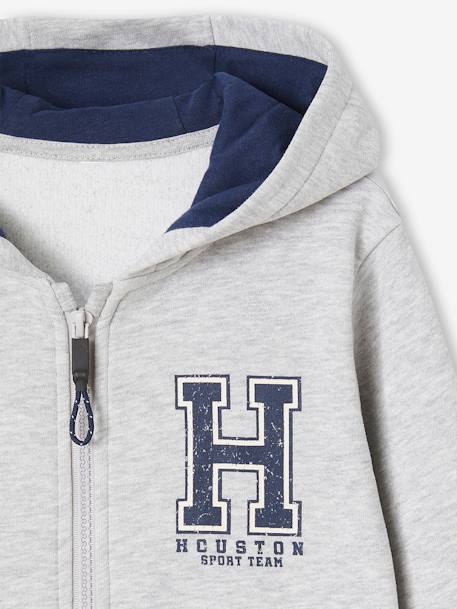 Sweat garçon zippé à capuche sport bleu grisé+gris chiné+lichen+marine - vertbaudet enfant 