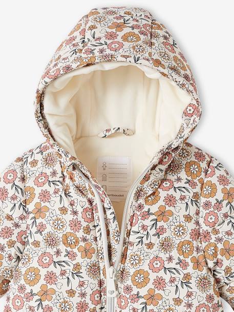Combipilote bébé fille fleurie doublée polaire BEIGE CLAIR IMPRIME - vertbaudet enfant 