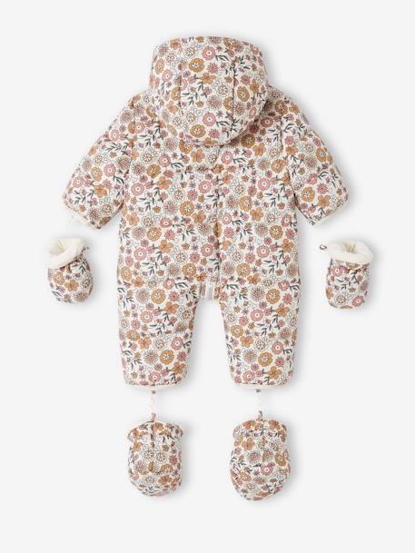 Combipilote bébé fille fleurie doublée polaire BEIGE CLAIR IMPRIME - vertbaudet enfant 