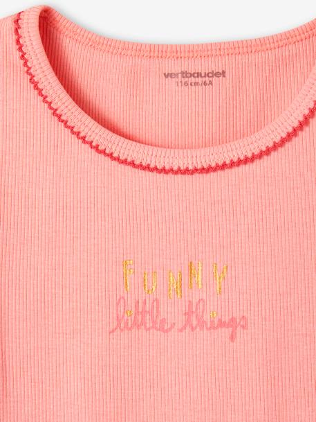 Lot de 3 T-shirts fantaisie manches courtes en maille côtelée fille rose nude - vertbaudet enfant 