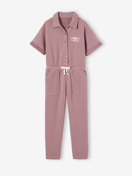 Combinaison en molleton fille manches courtes mauve - vertbaudet enfant 