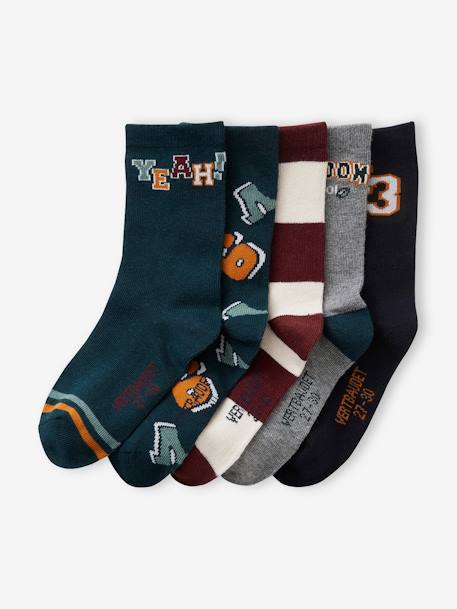 Lot de 5 paires de chaussettes garçon vert sapin - vertbaudet enfant 