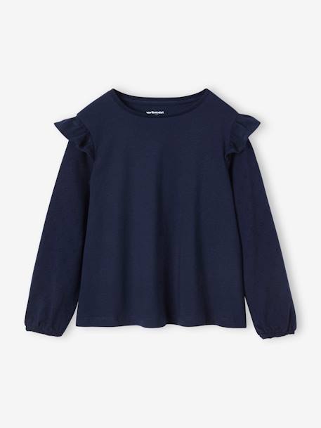 Fille-T-shirt, sous-pull-Tee-shirt blouse fille manches longues à volant personnalisable