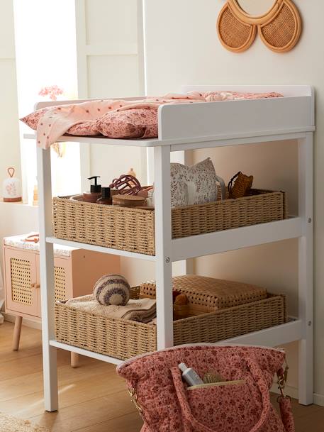 Panier de rangement pour table à lange en corde de papier beige - vertbaudet enfant 