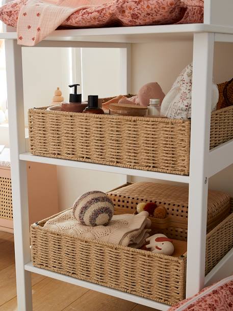 Panier de rangement pour table à lange en corde de papier beige - vertbaudet enfant 