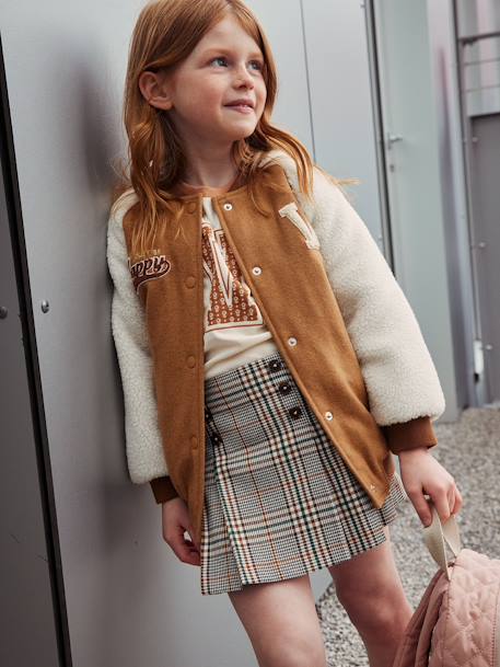 Meisjesplooirok bruin+marineblauw - vertbaudet enfant 