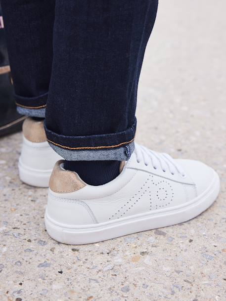 Baskets en cuir enfant blanc - vertbaudet enfant 