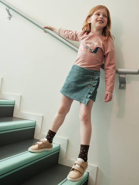 Tee-shirt 'Egérie' détails fantaisie fille manches longues vieux rose - vertbaudet enfant 