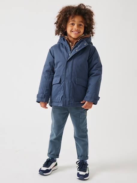Parka garçon 3 en 1 blouson amovible bleu grisé+kaki+lichen+Marine grisé+noix de pécan - vertbaudet enfant 