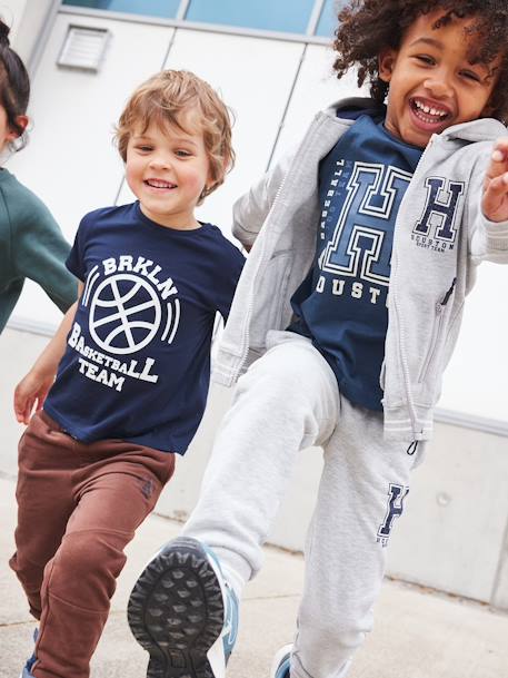 Sweat garçon zippé à capuche sport bleu grisé+gris chiné+lichen+marine - vertbaudet enfant 