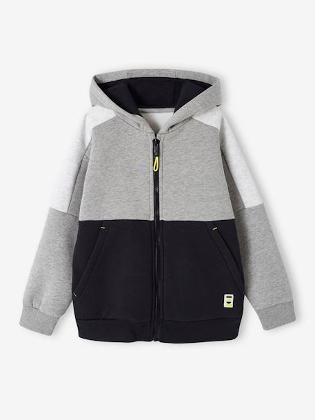 Garçon-Sweat garçon zippé à capuche effet colorblock sport 