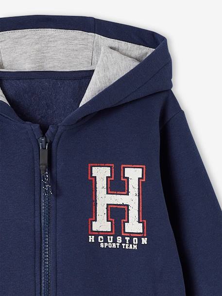 Sweat garçon zippé à capuche sport bleu grisé+gris chiné+lichen+marine - vertbaudet enfant 